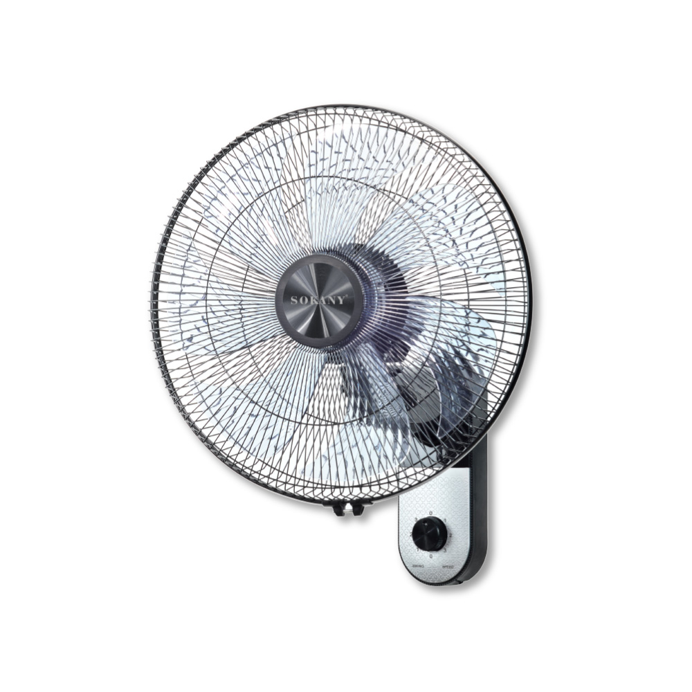 Sokany Wall Fan , 16 Inch , Black Silver - SK-19103