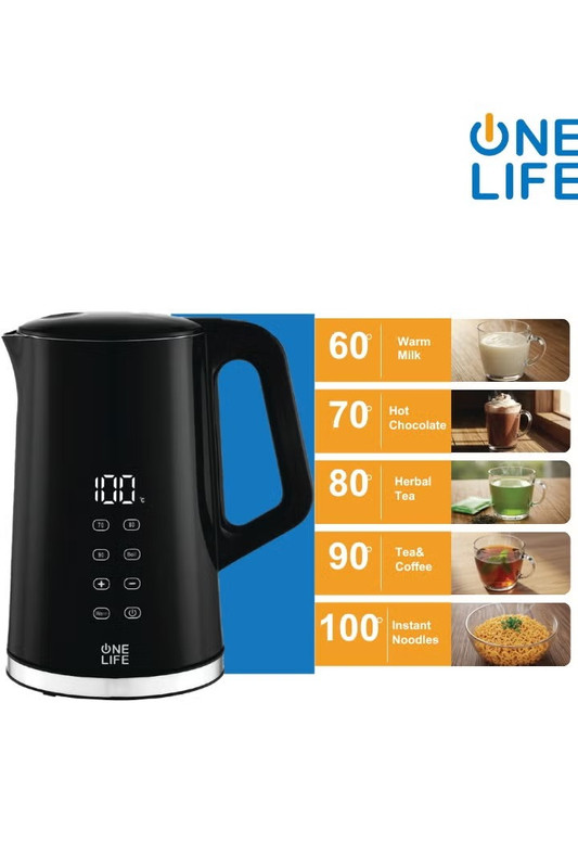 One Life Electric Kettle , 1.7 Liter 2200 Watt , Black - EKD99B