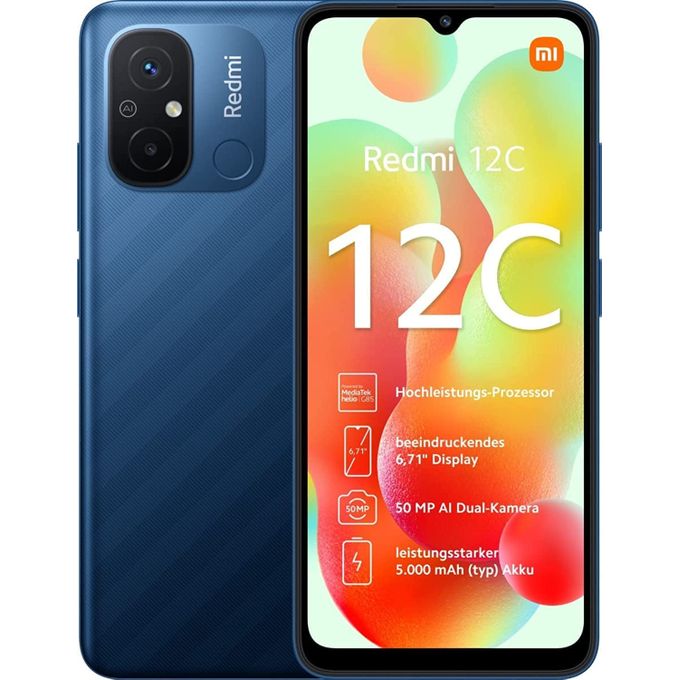 شاومي ريدمي 12C ، سعة 128 جيجا بايت ، رام 6 جيجا بايت ، شبكة 4G LTE ، شريحتين - ازرق اوشن