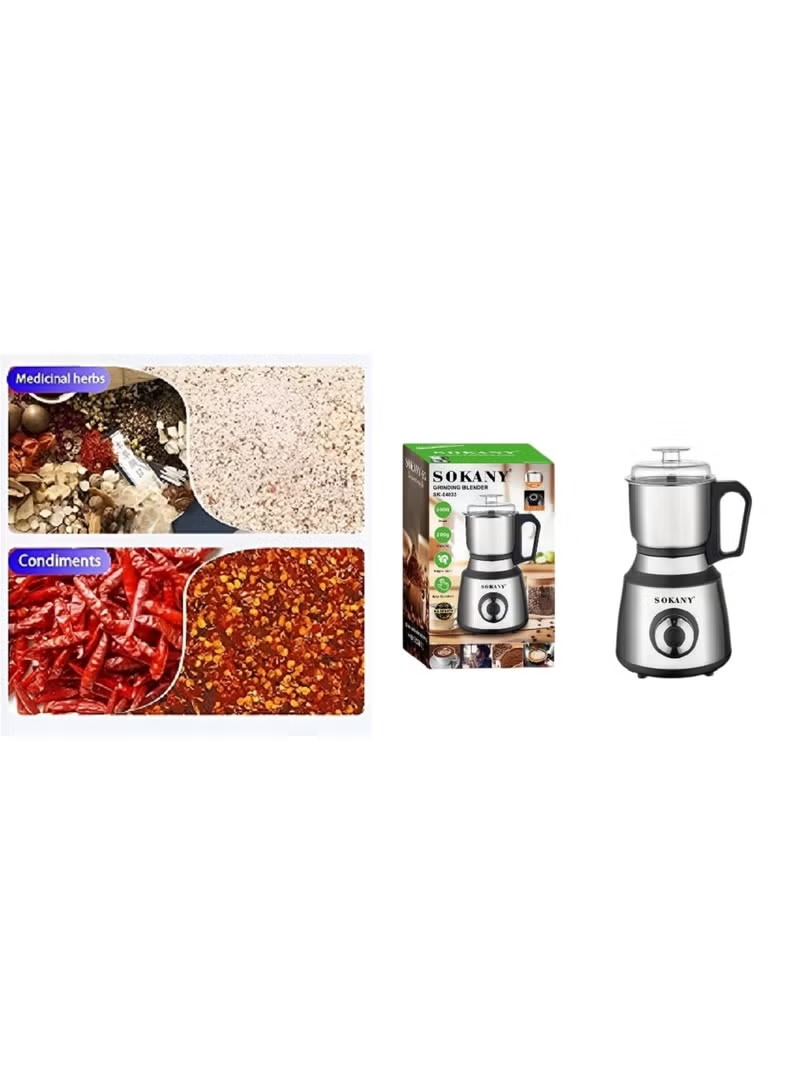 Sokany Coffee Grinder , 200 gm 800 Watt , Stainless Steel - SK-04033