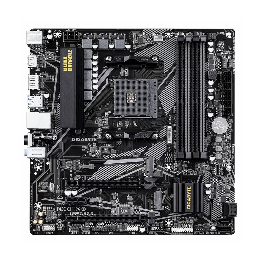 ماذر بورد جيجابايت B550M DS3H AC R2 ، AMD ، mATX - اسود