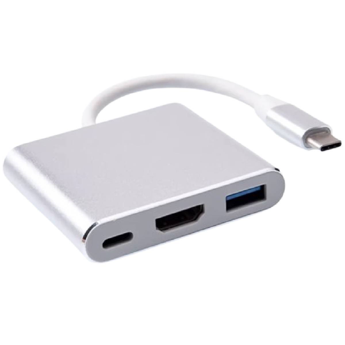 Generic 3 in 1 USB-C to HDMI Converter ,Silver