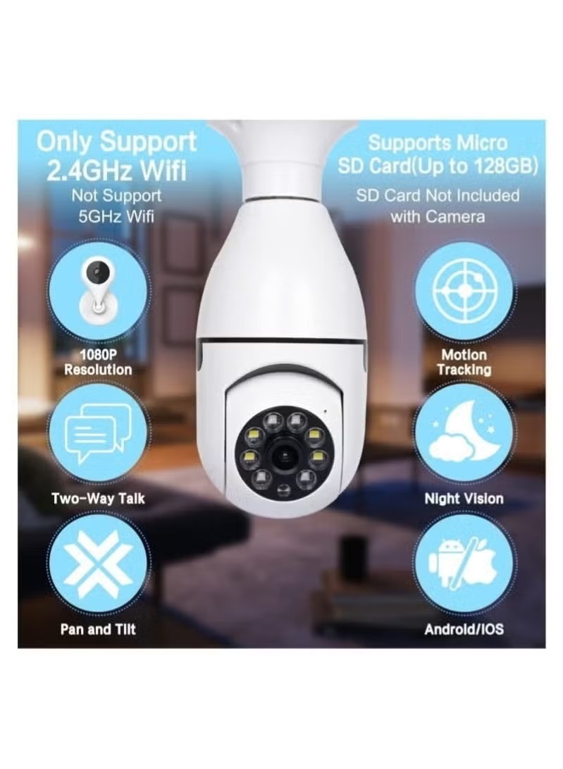 Generic Smart Bulb Security Camera , White - E27