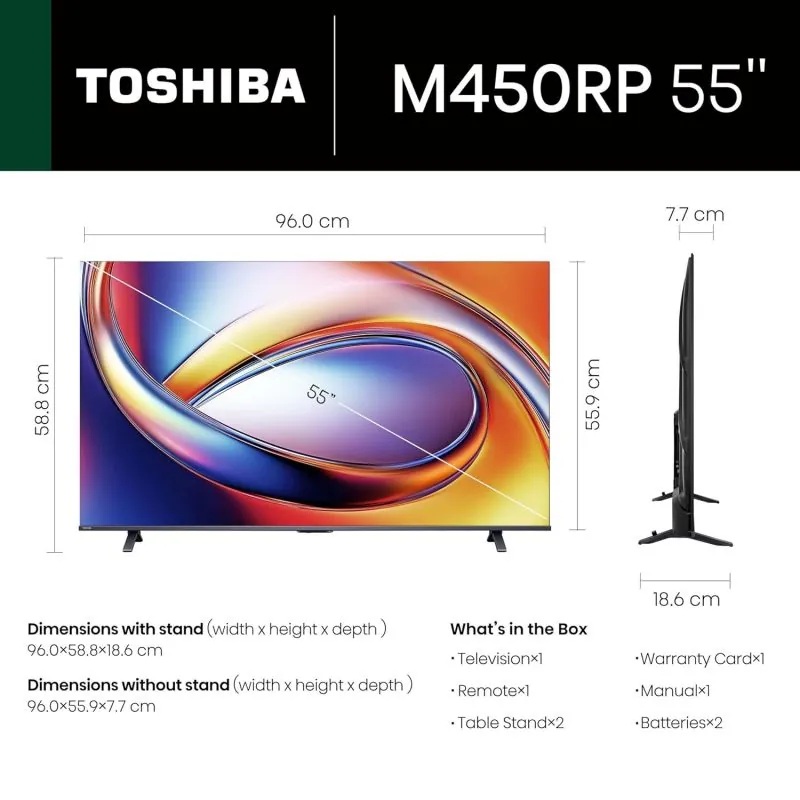 Toshiba 55 Inch Smart TV , 4K UHD QLED Built-In Receiver