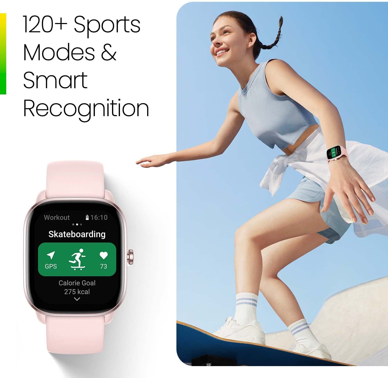 Amazfit GTS 4 Mini Smart Watch , 1.65 Inch Flamingo Pink