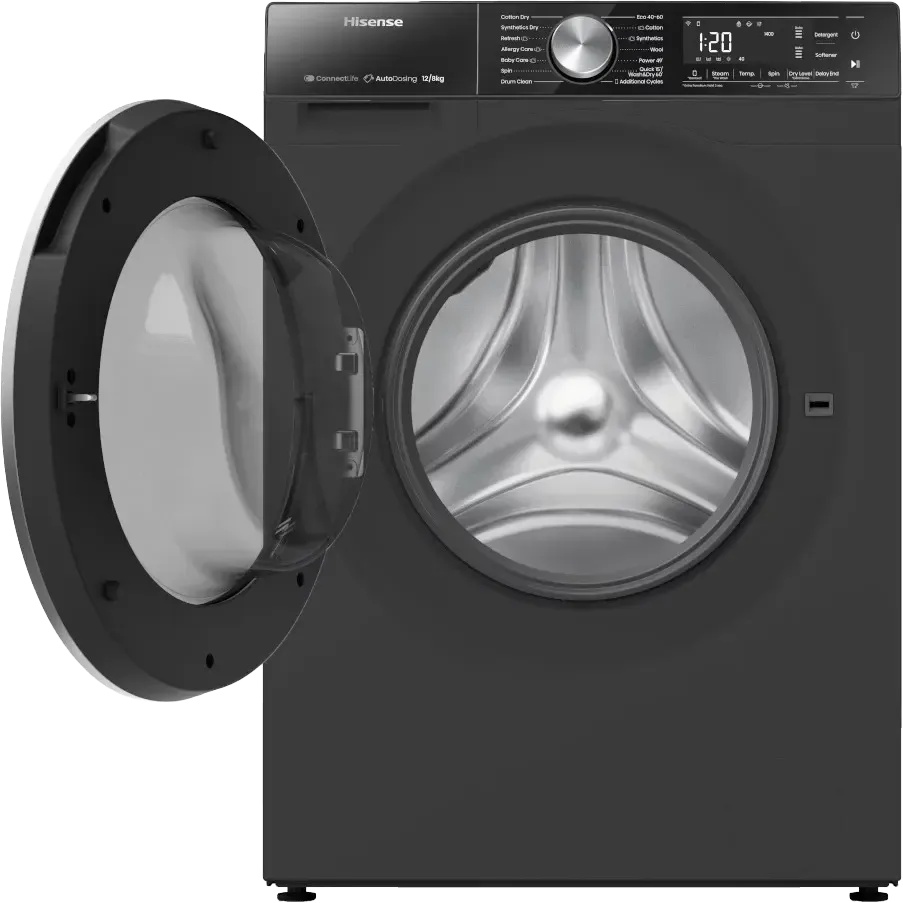 Hisense All-in-One Washer Dryer Combo , 12 kg , Black - WD5S1245BB