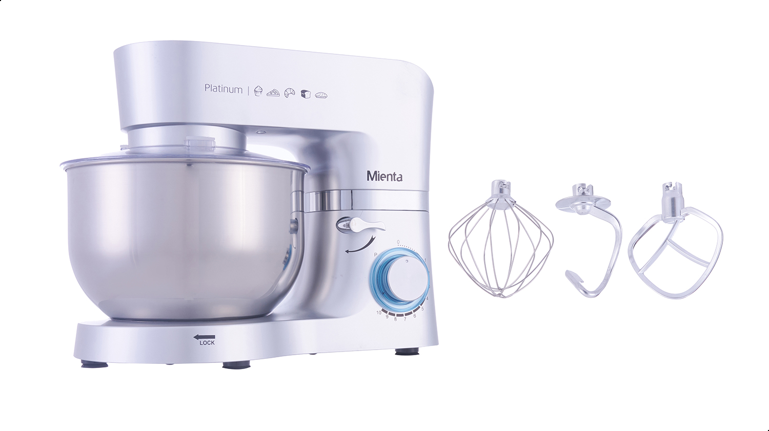 Mienta Platinum Kitchen Machine ,1300 Watt ,Silver - KM382
