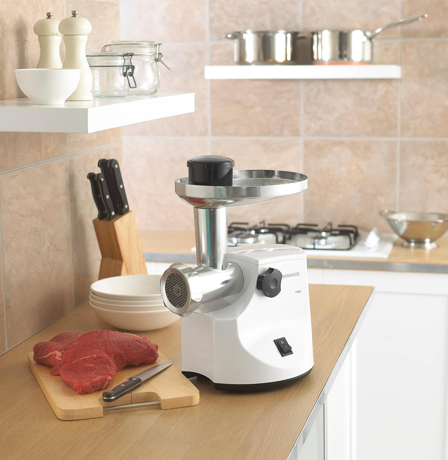 Kenwood Pro 1500 Meat Mincer 1500 Watt , White - MG470