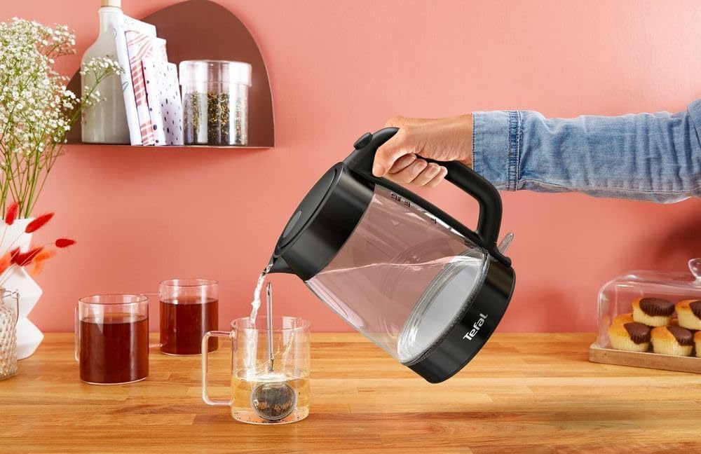 Tefal Glass Electric Kettle , 1.7 Liter 2200 Watt , Transparent and Black - KI840830