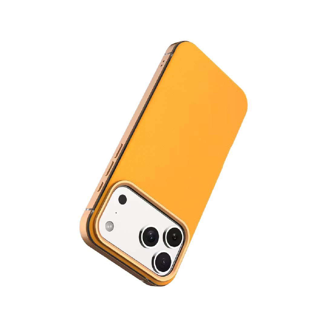 Levelo Mia TPU, PC, Aluminum, Matte Silicone Texture Back Cover foriPhone 17 Pro Max ,Orange - LVLMIA17PMSORG