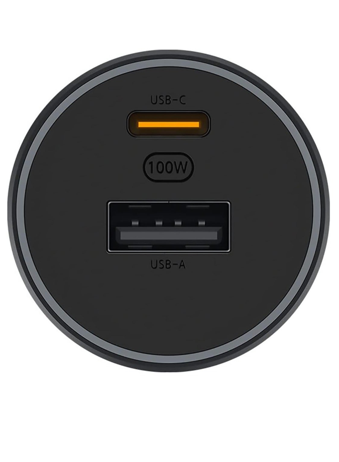 Xiaomi 1A1C Car Charger with Cable Type C , 2 Ports , Dual Ports Type C and A , 100 Watt , 5 Volt , Black - CC07ZM
