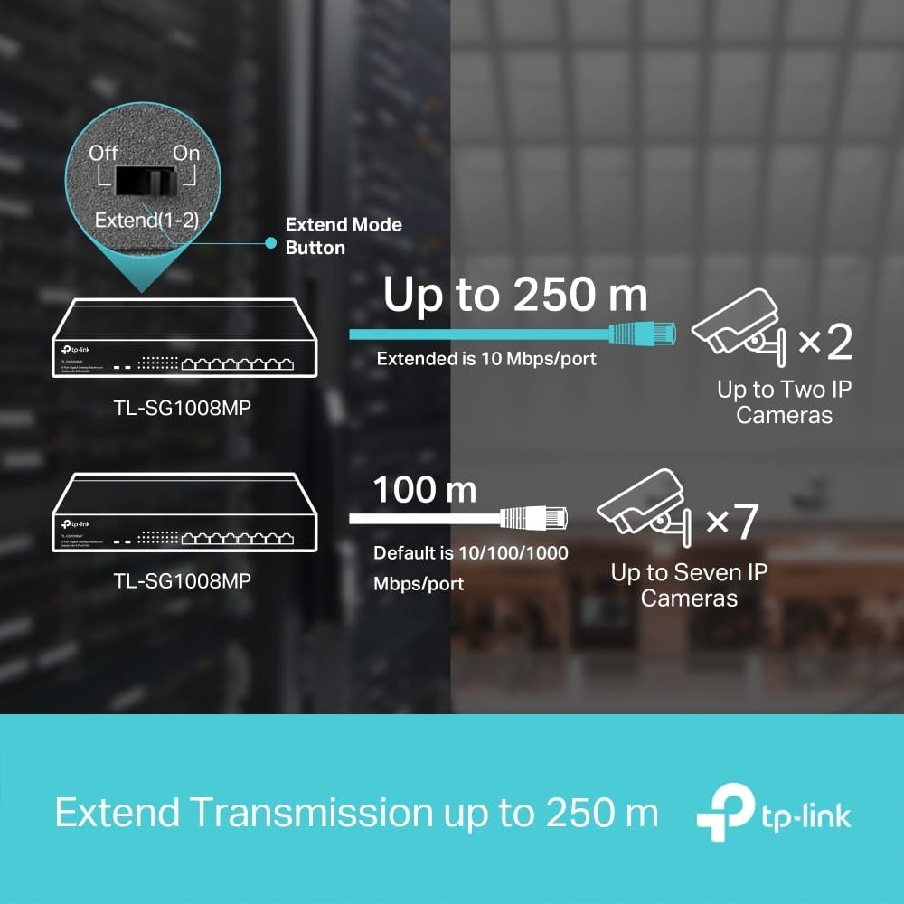 Tp-Link Gigabit Switch , 8 Ports , Black - TL-SG1008MP