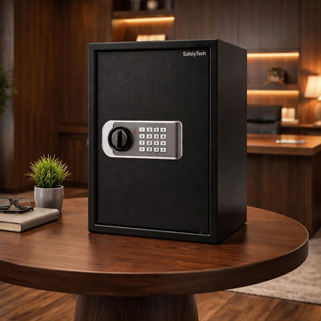 Safety Tech Digital Electronic with Key Lock Safe Box ,50 Liter ,Black - GN 50 DLE
