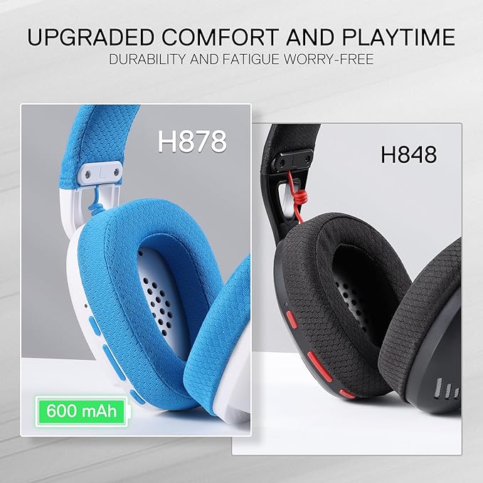 Redragon Skuld Pro H878 Wired and Wireless Gaming Headset with Microphone , White Blue