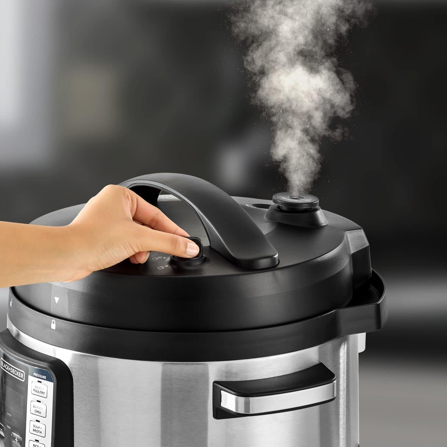 حلة ضغط كهرباء بلاك اند ديكر ، سعة 10 لتر ، 1350 وات ، اسود وفضي - Pcp1010-B5