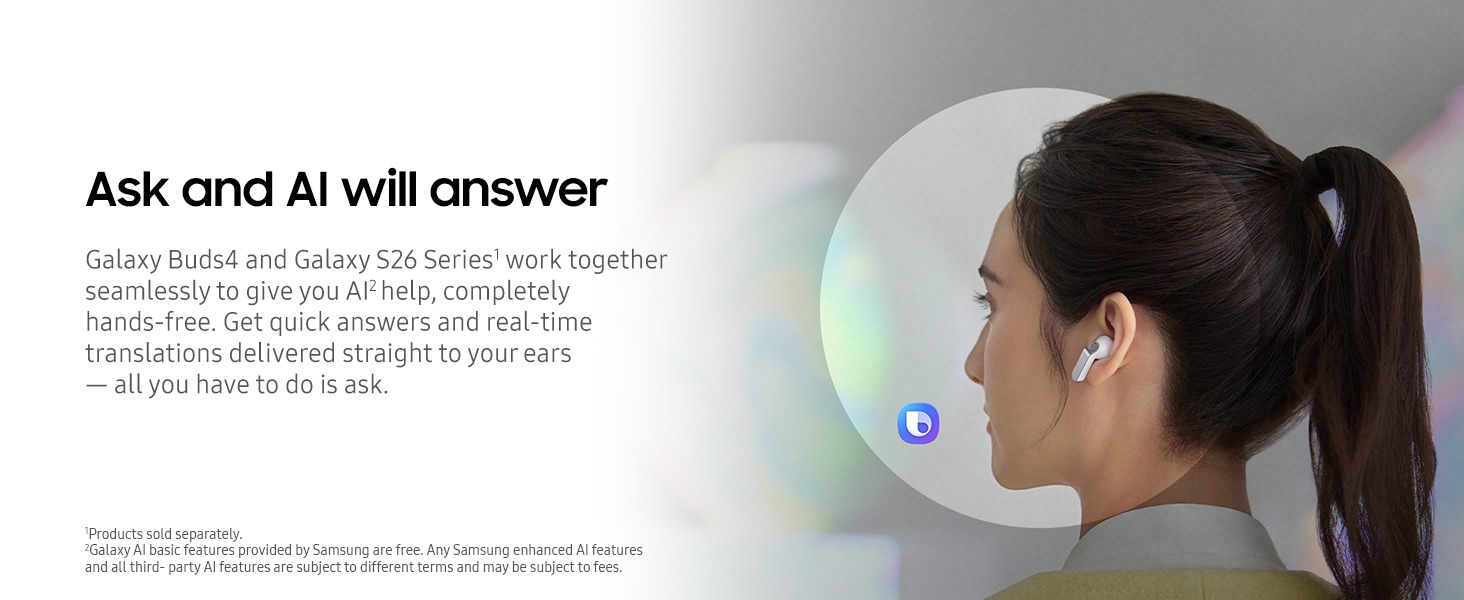 Samsung Galaxy Buds 4 Earbuds , Active Noise Cancellation , White