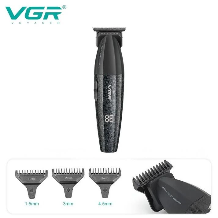 ماكينة قص الشعر قابلة للشحن بالملحقات في جي ار ، اسود - V-640 T