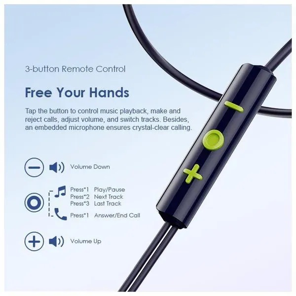 Oraimo Halo Airy Wired Earphones , Blue - OEP-650