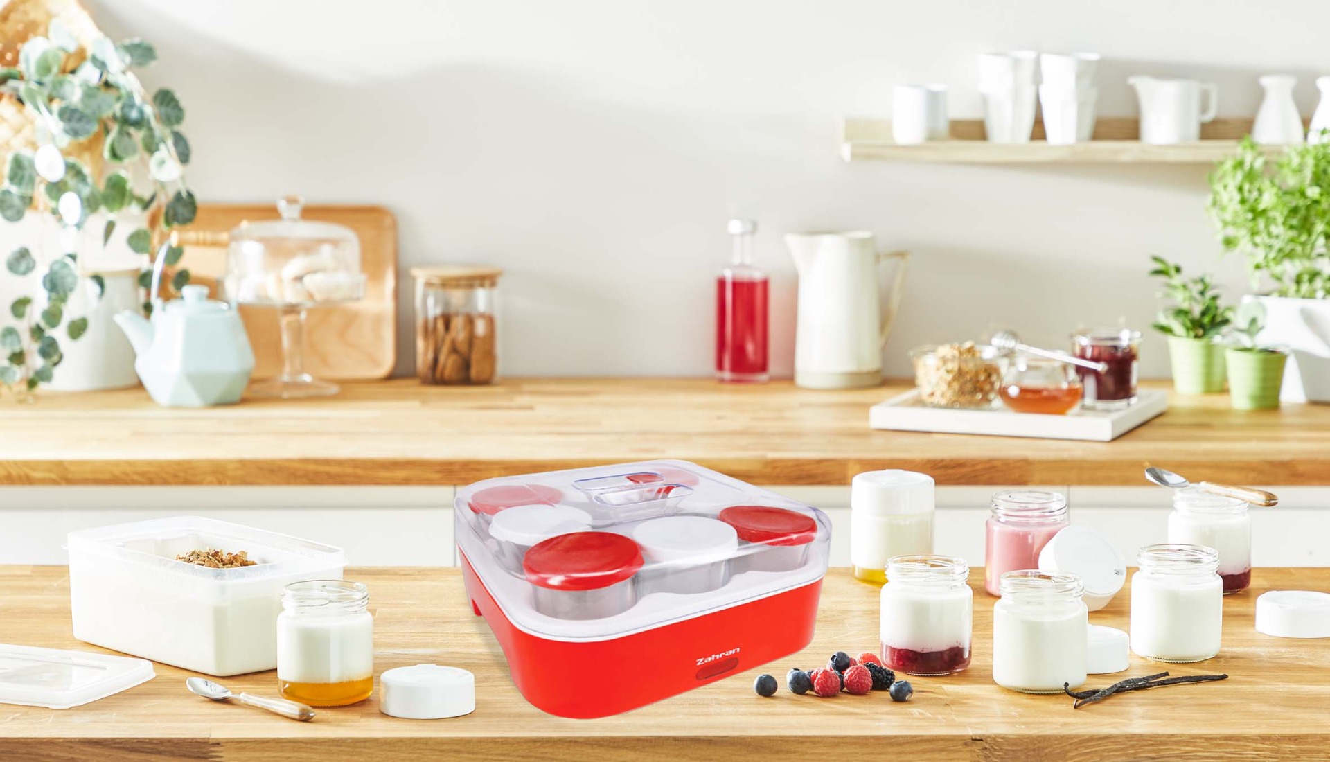 Zahran Yogurt Maker , 8 Cups Red - YG6003EG