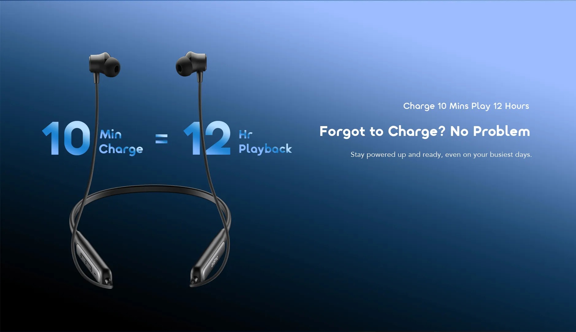Oraimo Necklace 5 Wireless Neckband In-Ear Earphones , Active Noise Cancellation , Black - OEB-611