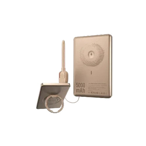 Cardoo X2 Wired and Wireless Power Bank , 5000 mAh 2 Ports , Gold , CGLPWB01