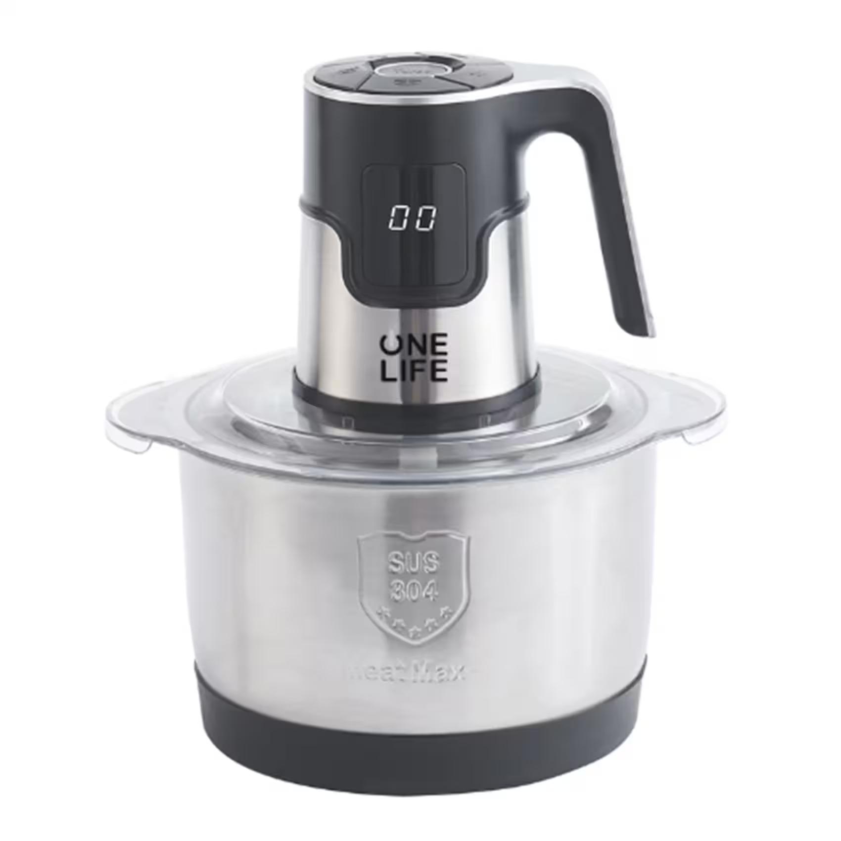 One Life Electric Chopper 4 Liter , 800 Watt Black Stainless Steel - CH704DS