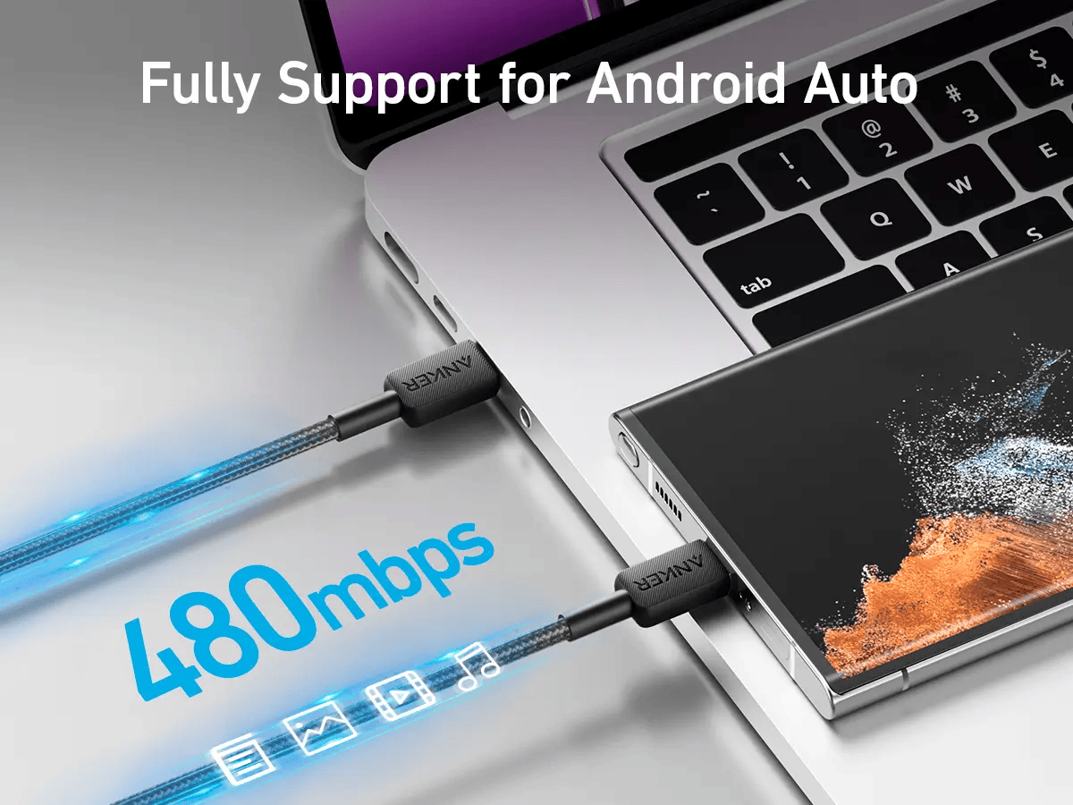 كابل موبايل انكر 322 ، طول 6 قدم ، اسود - A81F6H11