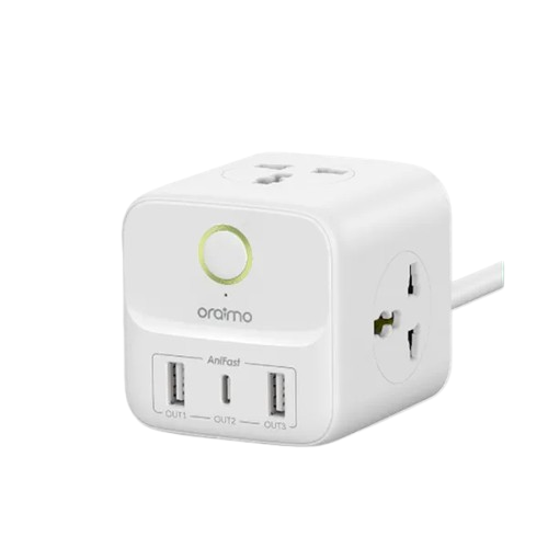 Oraimo PowerHub 2 Power Strip ,6 Ports ,AC outlets ,20 Watt ,White - OWS-E342