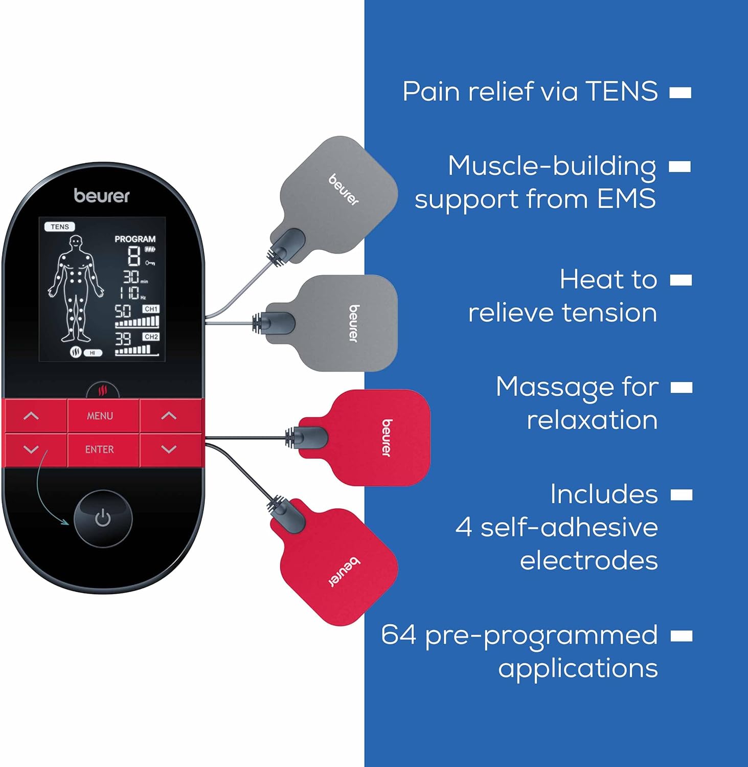 Beurer Rechargeable battery Digital TENS/EMS Device , Black Red - EM 59