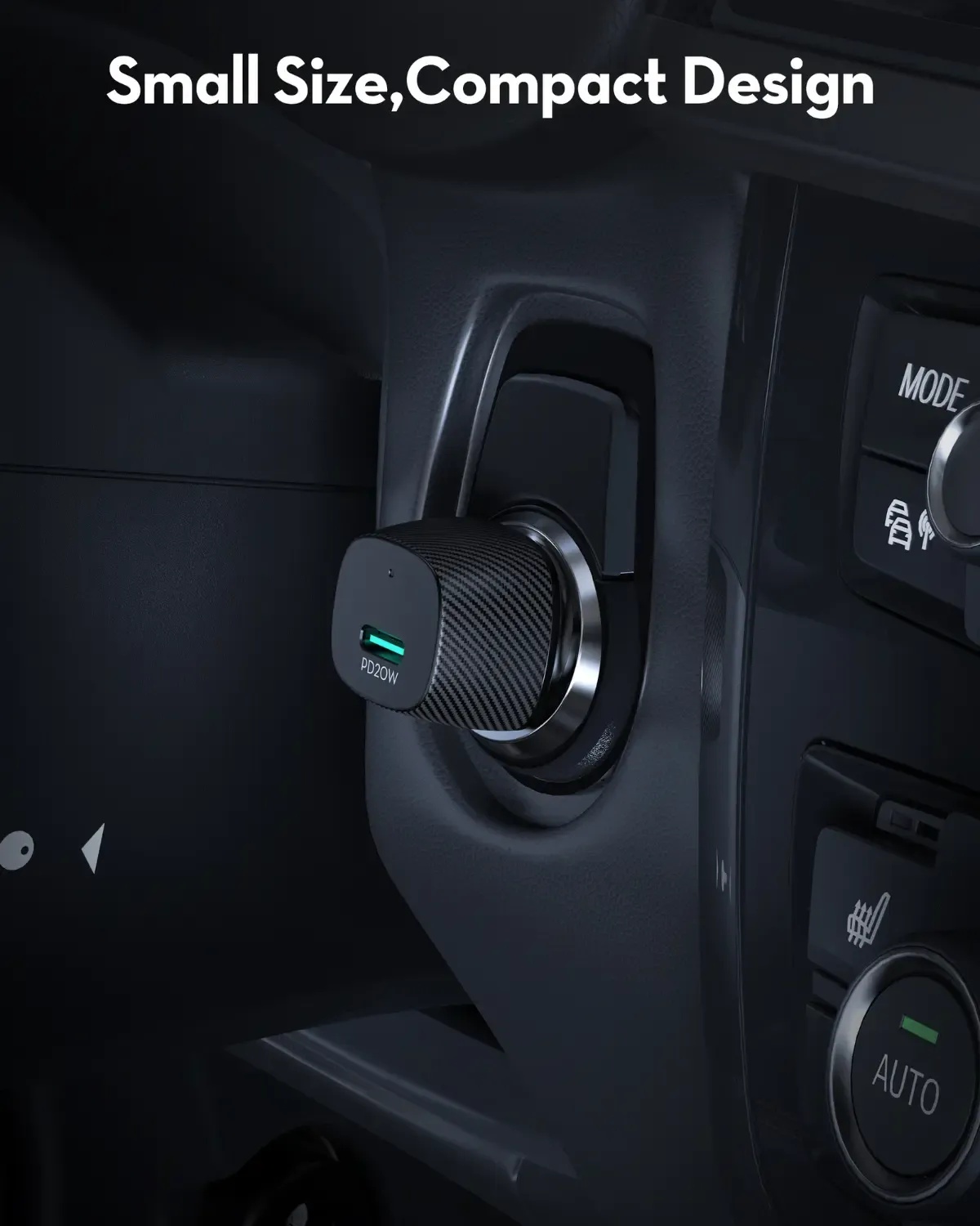 Ravpower Car Charger , 1 Ports , Type C , 20 Watt , 24 Volt , Black - RP-VC1017