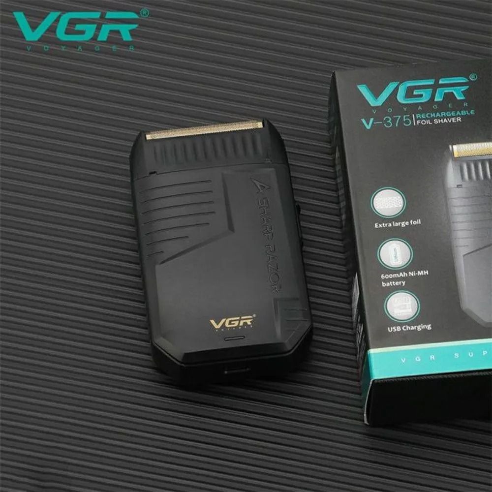 VGR Professional Cordless Foil Shaver Wet & Dry Black - V-375