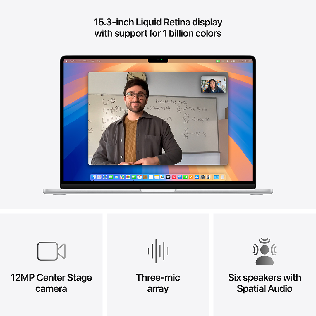 Apple MacBook Air Laptop ,Apple M4 chip with 10-core CPU 15.3 Inch ,256 GB SSD ,16 GB ,Apple 10-Core GPU ,macOS - Silver