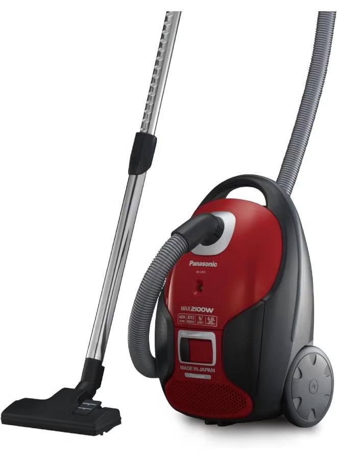مكنسة كهربائية باناسونيك ، ببدون كيس ، 2100 وات ، احمر واسود - MC-CJ915R349