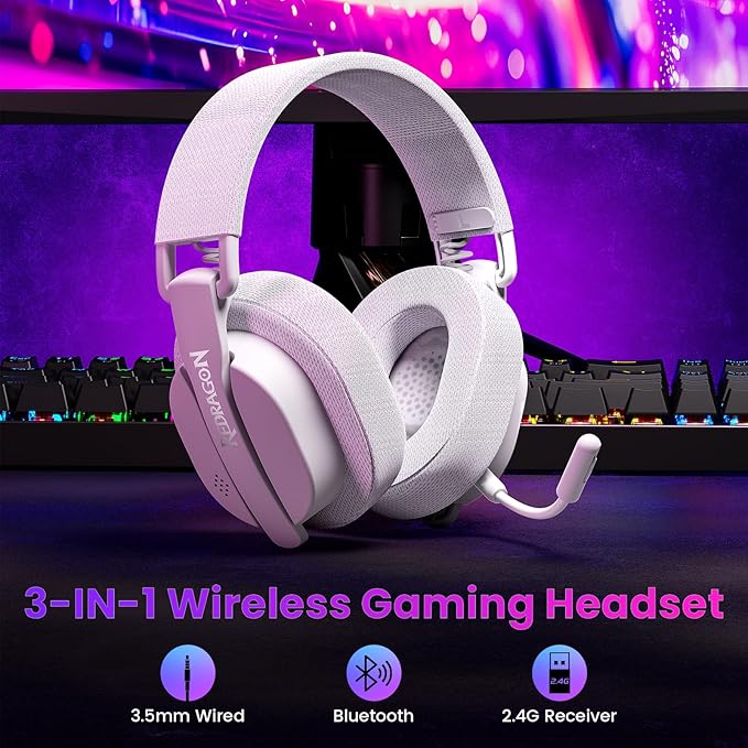 Redragon H888 Wired and Wireless Gaming Headset with Microphone , White