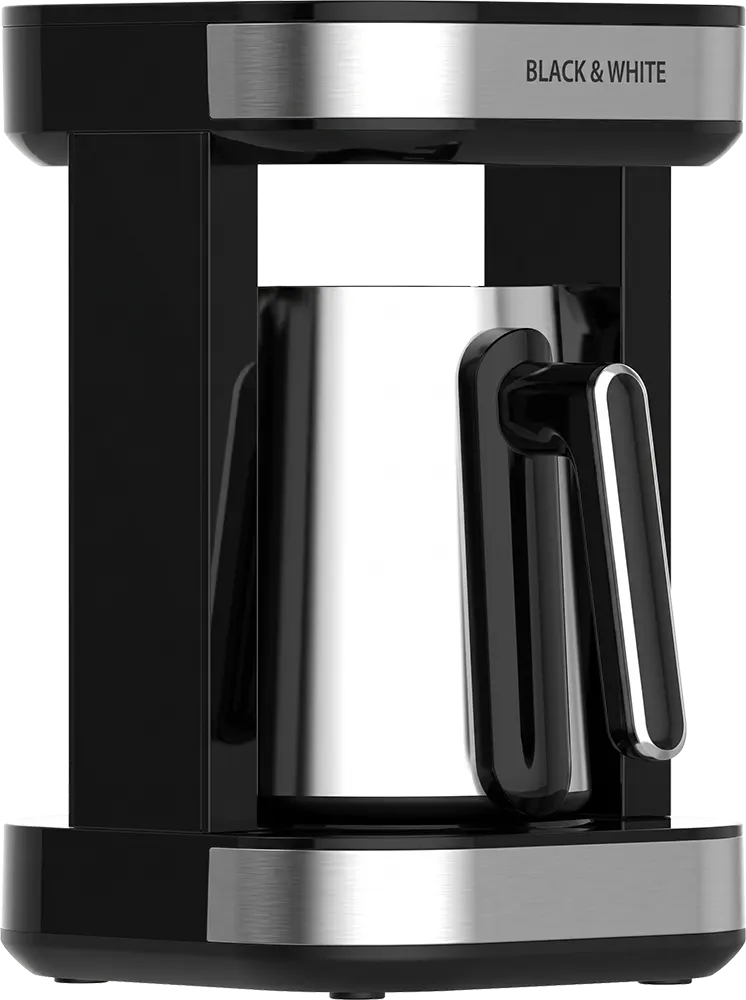 Black And White Turkish Coffee Maker 4 Cups 400 Watt Stainless Steel - CM-310S