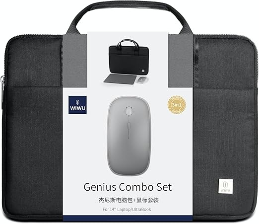 Wiwu Genius Combo 3 in 1 Laptop Bag for 14 Inch Laptops , Black