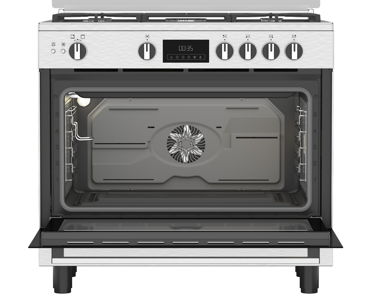 Ariston Gas Cooker , 5 Burners , Silver - ARR9 GGF 33229 XEG