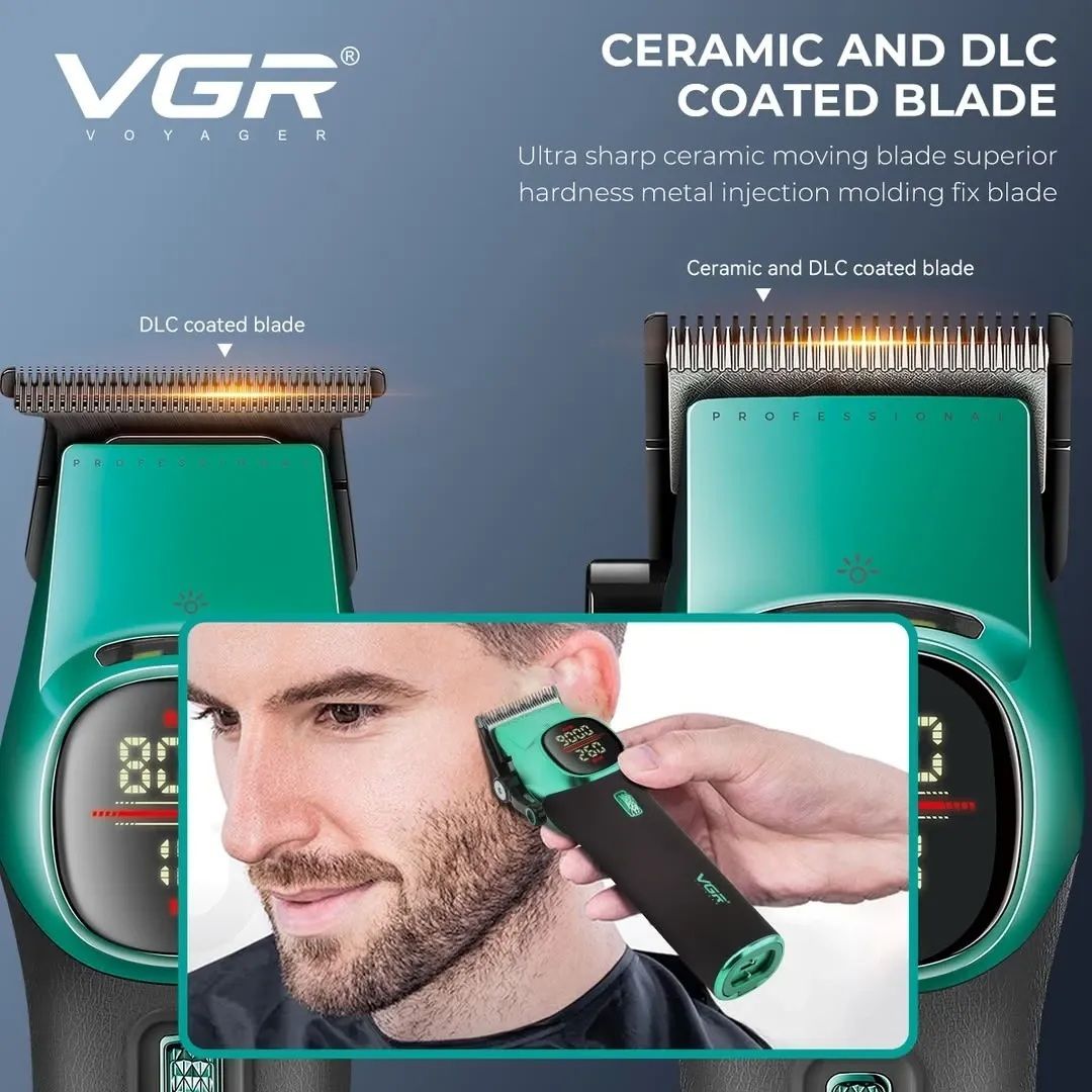 VGR Hair Clipper Kit , Black Green - V-885 S2