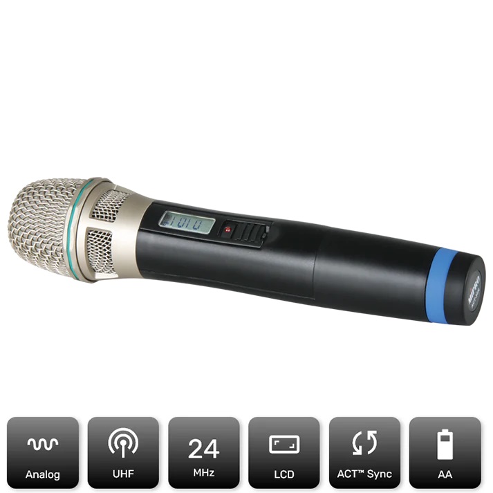 ميكروفون محمول لاسلكي بتقنية UHF ميبرو ، اسود - ACT-32H