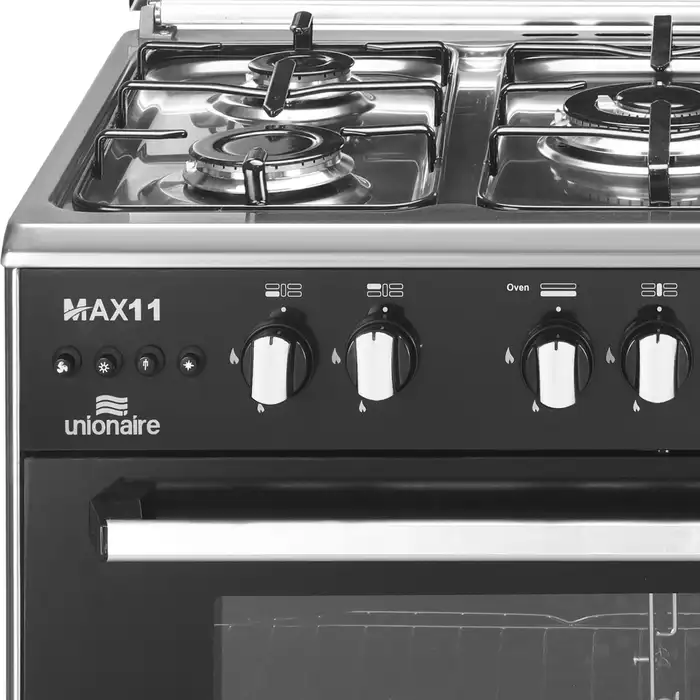 Unionaire Max Air 11 Gas Cooker , 5 Burners , Black - C69SS-GC-447-FSO-M11-AL