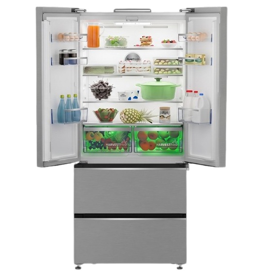 Beko NoFrost French door refrigerator , 605 Liter Inverter Motor , Silver - GNE60500XEG