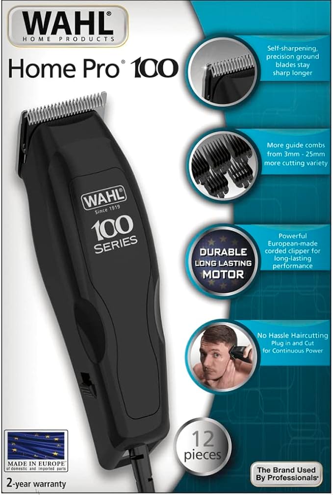 Wahl Home Pro 100 Hair Clipper with Attachments , Black - 1395-0460