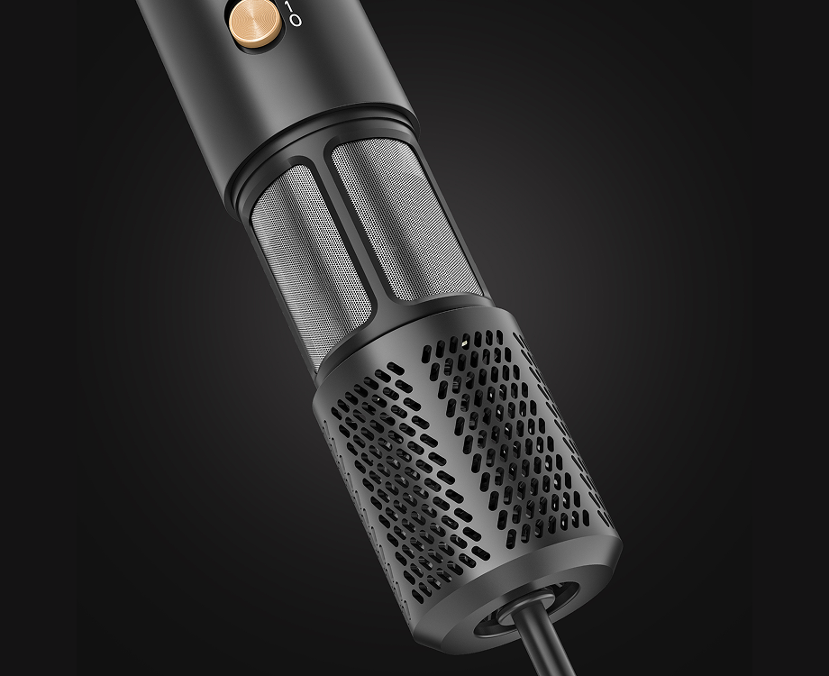 Rush Brush AirWrapper 6 Hair Styler with Attachments 1500 Watt , Sleek Black