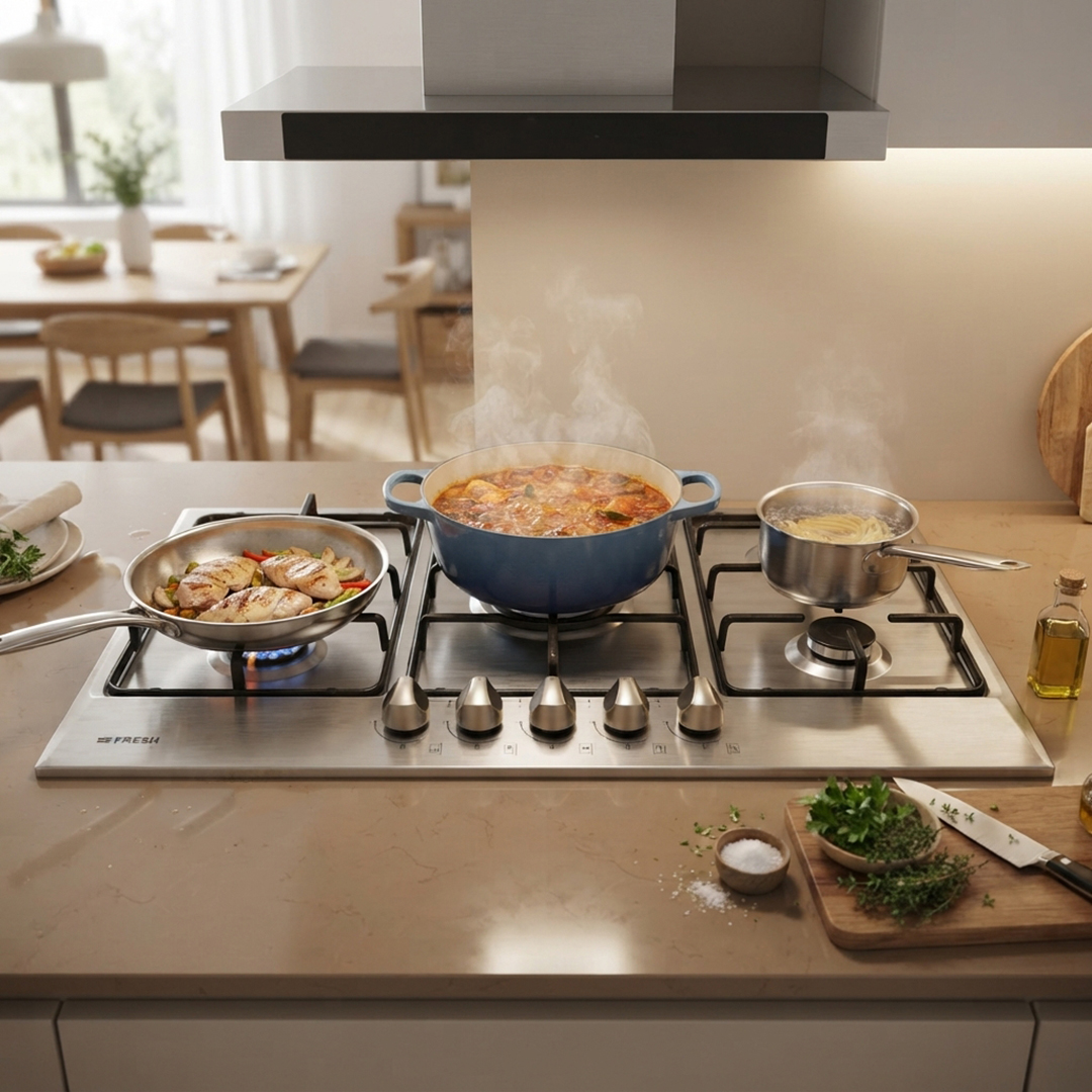Fresh Gas Built in Hob ,90 Centimeter 5 Burners ,Stainless Steel - 21565