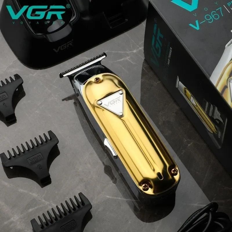 VGR Rechargeable Hair Clipper with Attachments , Silver Gold - V-967