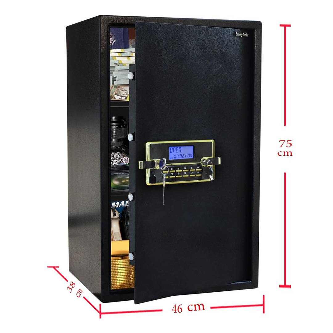 Safety Tech Digital Electronic with Keys Safe Box ,40 Liter ,Black - GN75 BLT3