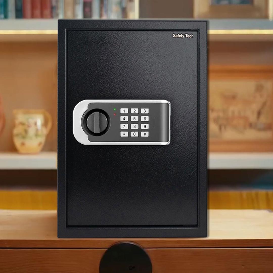 Safety Tech Digital Electronic with Key Lock Safe Box ,50 Liter ,Black - GN 50 DLE
