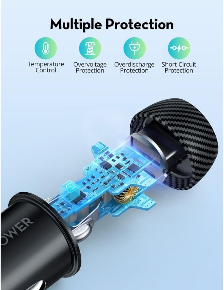 Ravpower Pioneer Car Charger , 2 Ports , 20 Watt , 5 Volt , Black - RP.VC1016.BK
