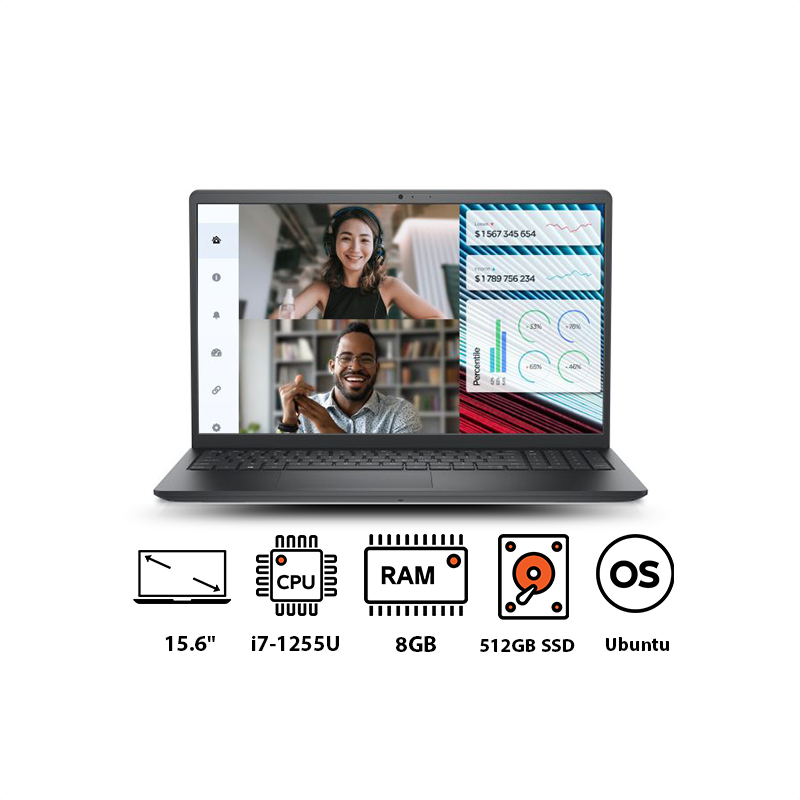 Dell Vostro 3520 Laptop ,Intel Core i7-1255U ,512 GB ,8 GB ,NVIDIA GeForce MX550 ,Ubuntu