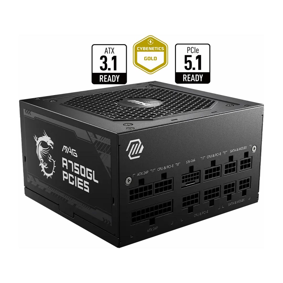 مزود طاقة ام اس اي ماج A750GL PCIE5 ، 240 فولت ، اسود